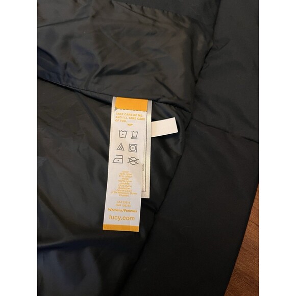 LUCY Jacket M Hatha Insulated Down Wrap Coat Black NWT Asymmetrical - Picture 5 of 6